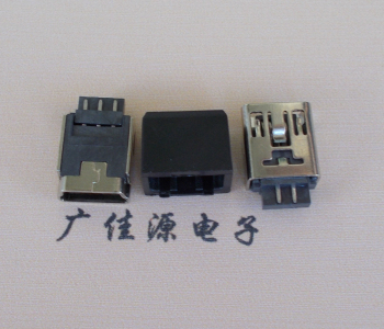 扬州MINI USB 5Pin接口 带护套焊线母座 B型180度铜壳