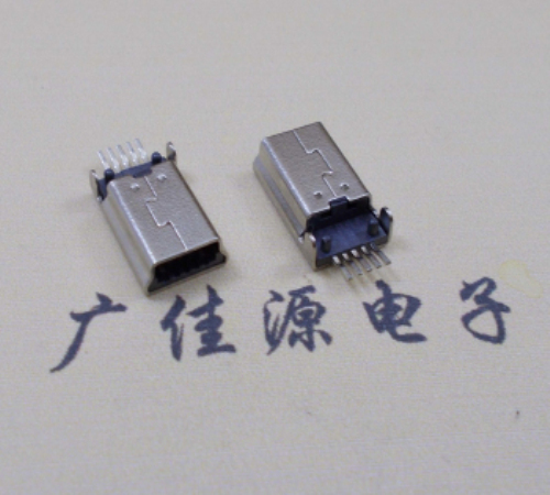 扬州MINI USB公头 5pin端子贴板带柱 10.7mm体长