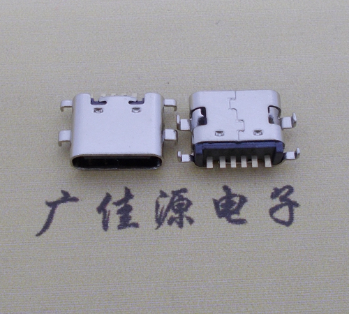 扬州简易充电type c6P母座沉板1.6mm接口