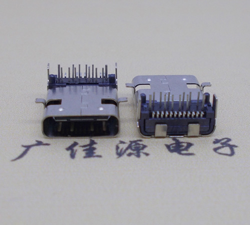 扬州板上型type-c24p母座前插后贴，卧式type-c连接器