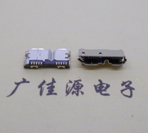 扬州micro usb 3.0母座双接口10pin卷边两个固定脚 