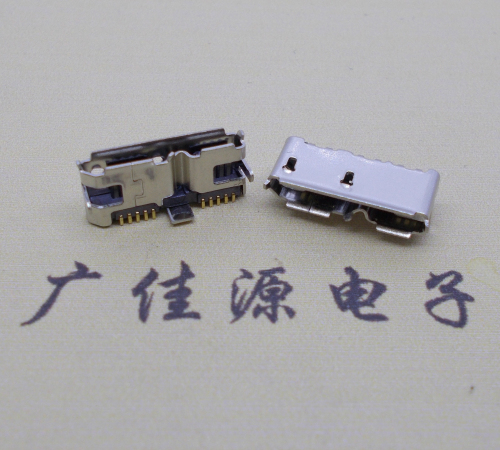 扬州 双接口micro usb3.0母座有卷边10pin三个固定脚插板