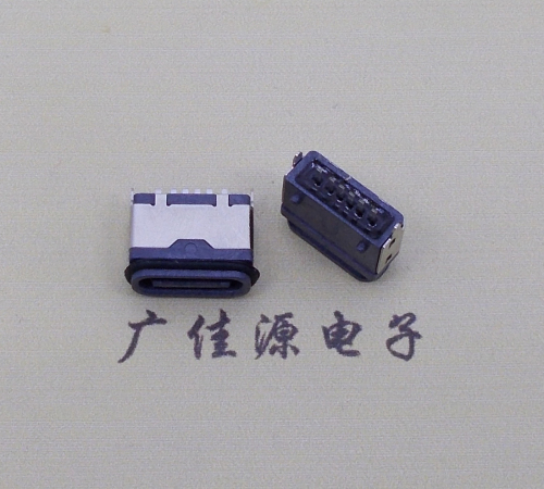 扬州usb type c6p防水立插母座两脚插带定位柱