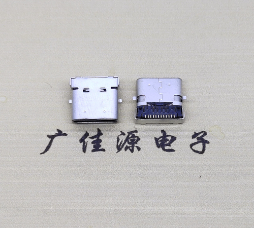 扬州type c24p板上双壳连接器接口 DIP+SMT L=10.0脚长1.6母头